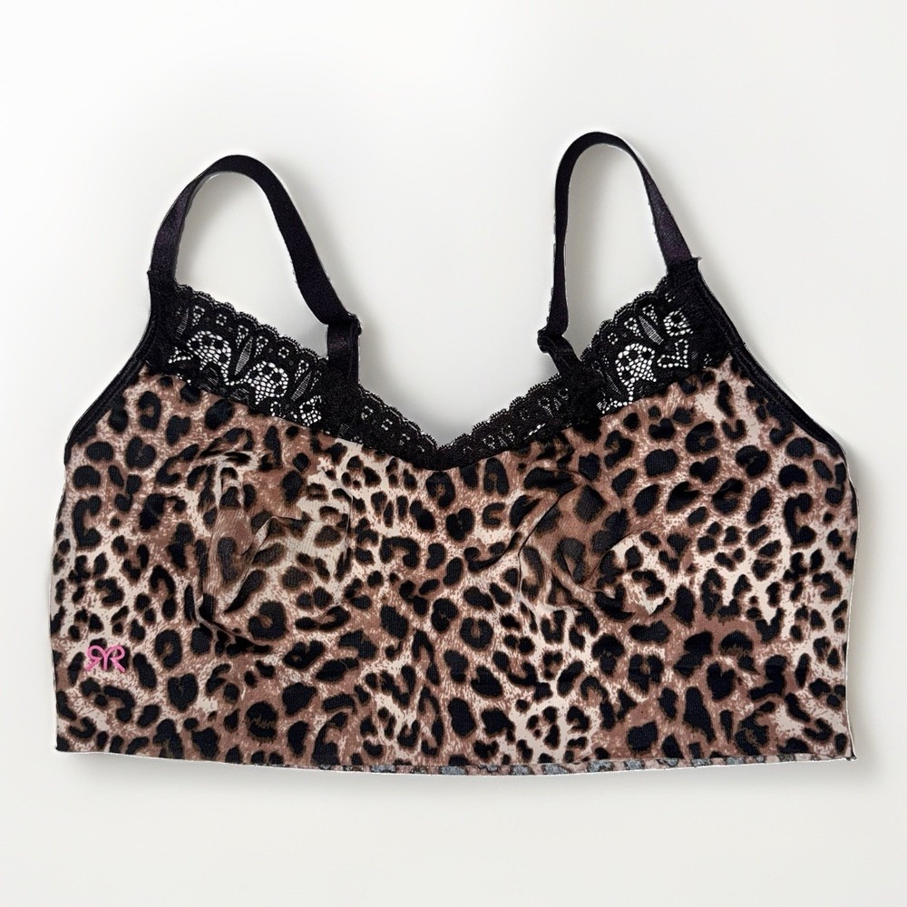 Ruby Ribbon Heritage Lace Demiette Bra Size 36 Leopard Wireless Shapewear #1801